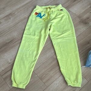 Aviator Nation Yellow Track Pants with Elastic Cuffs